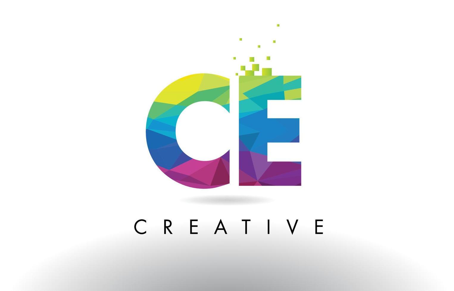 CE C E Colorful Letter Origami Triangles Design Vector. vector