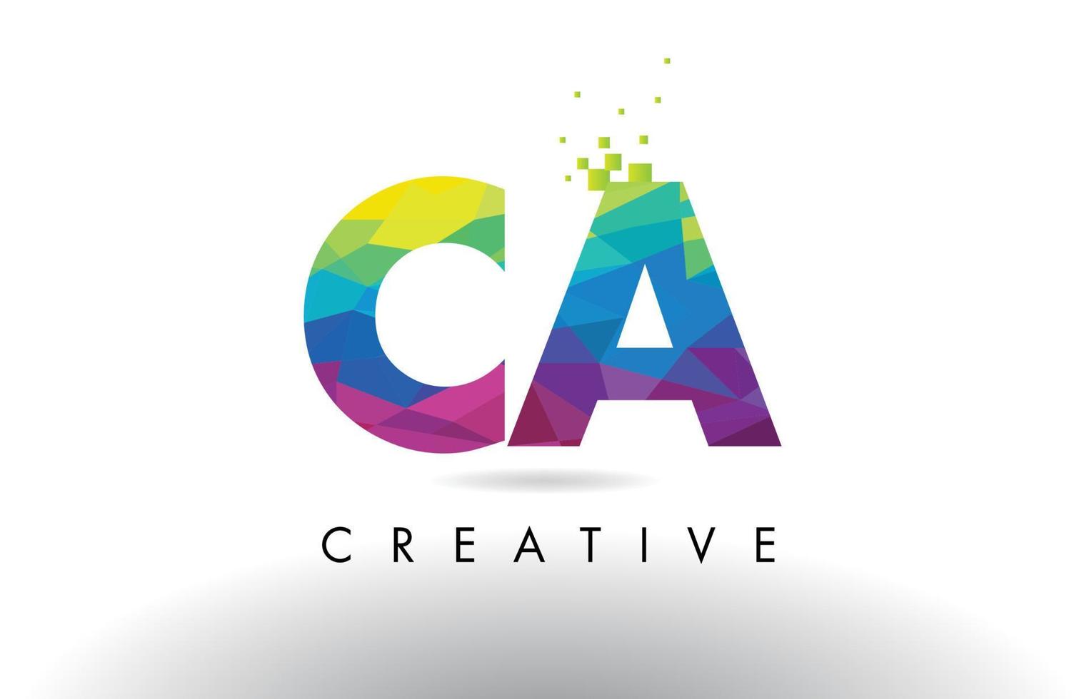 CA C A Colorful Letter Origami Triangles Design Vector. vector