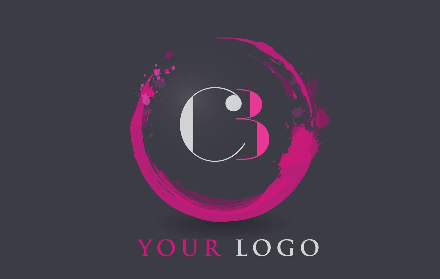CB Letter Logo Circular Purple Splash Brush Concept. vector