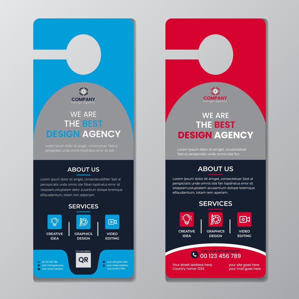 Corporate modern door hanger set design vector