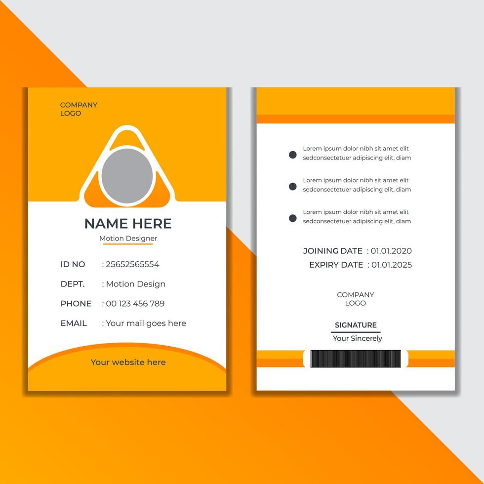 diseño de tarjeta de identificación corporativa amarilla vector