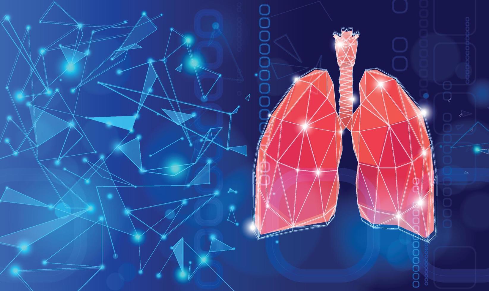 Ilustración de pulmones que muestra conexiones mediante líneas y triángulos vector