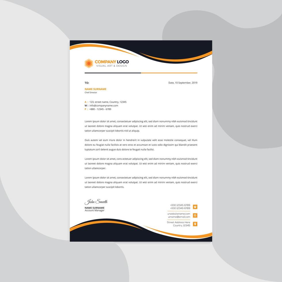 Professional corporate business Modern letterhead vector template. Simple and clean print ready design.