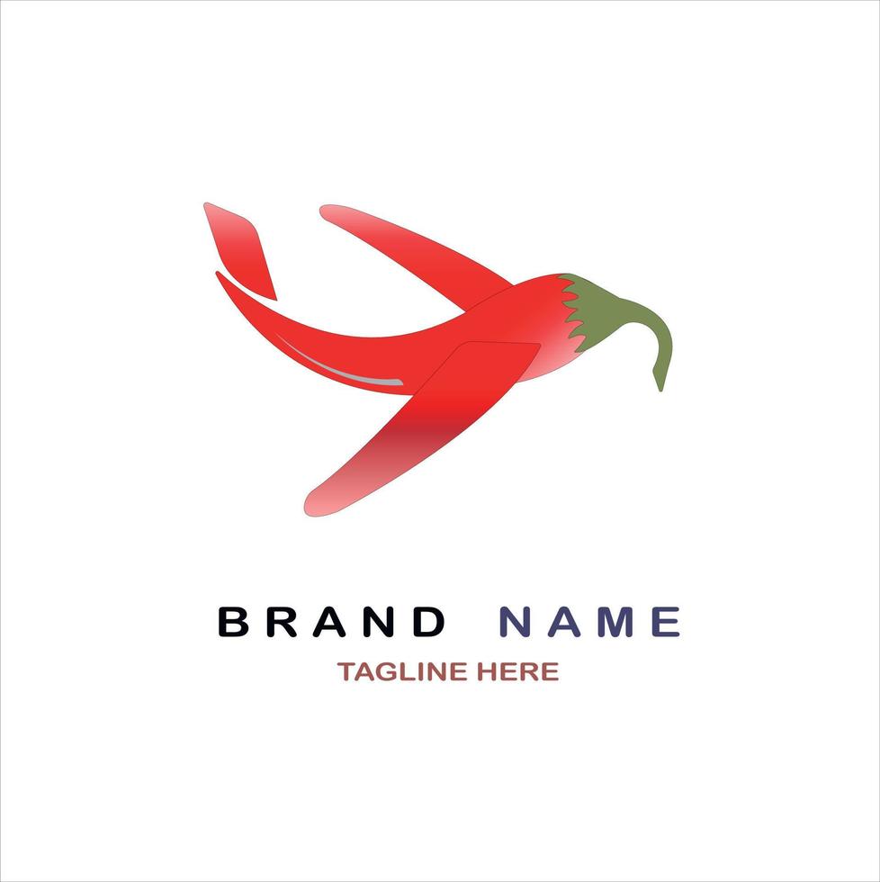 Red Chili logo flying plane shaped designs vector Spicy food for brand or company