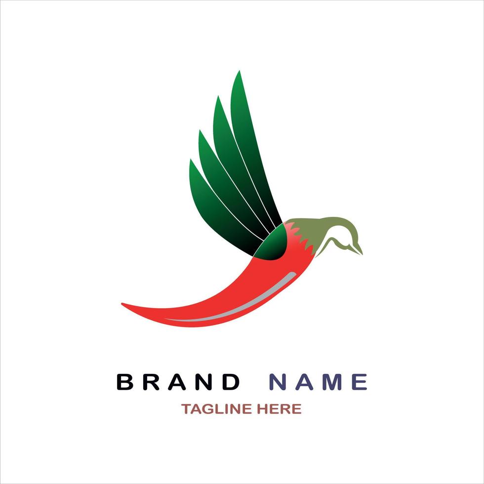 Red Chili logo bird shaped designs vector Spicy food for brand or company