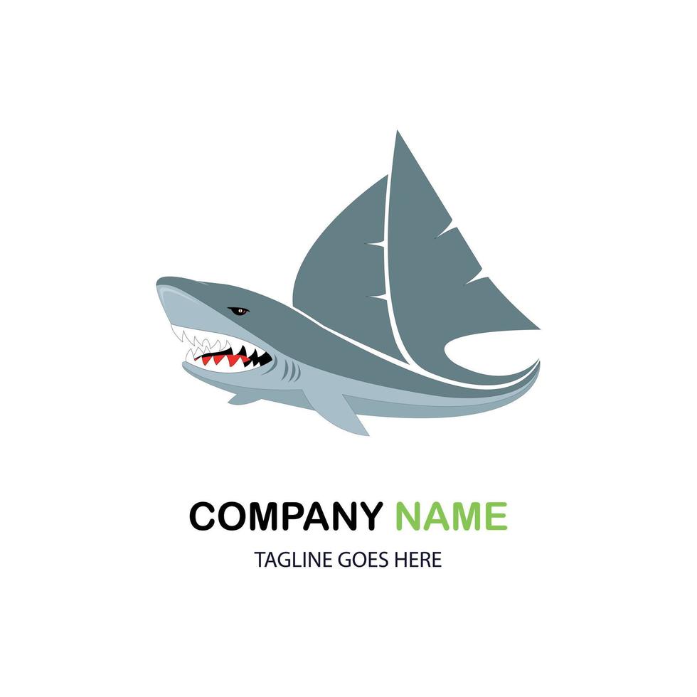 shark ship sailboat logo for company or brand logo vector illustration