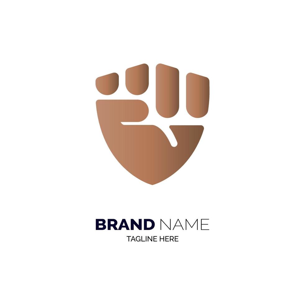 Plantilla de diseño de logotipo de escudo de puño de mano para marca o empresa y otros vector