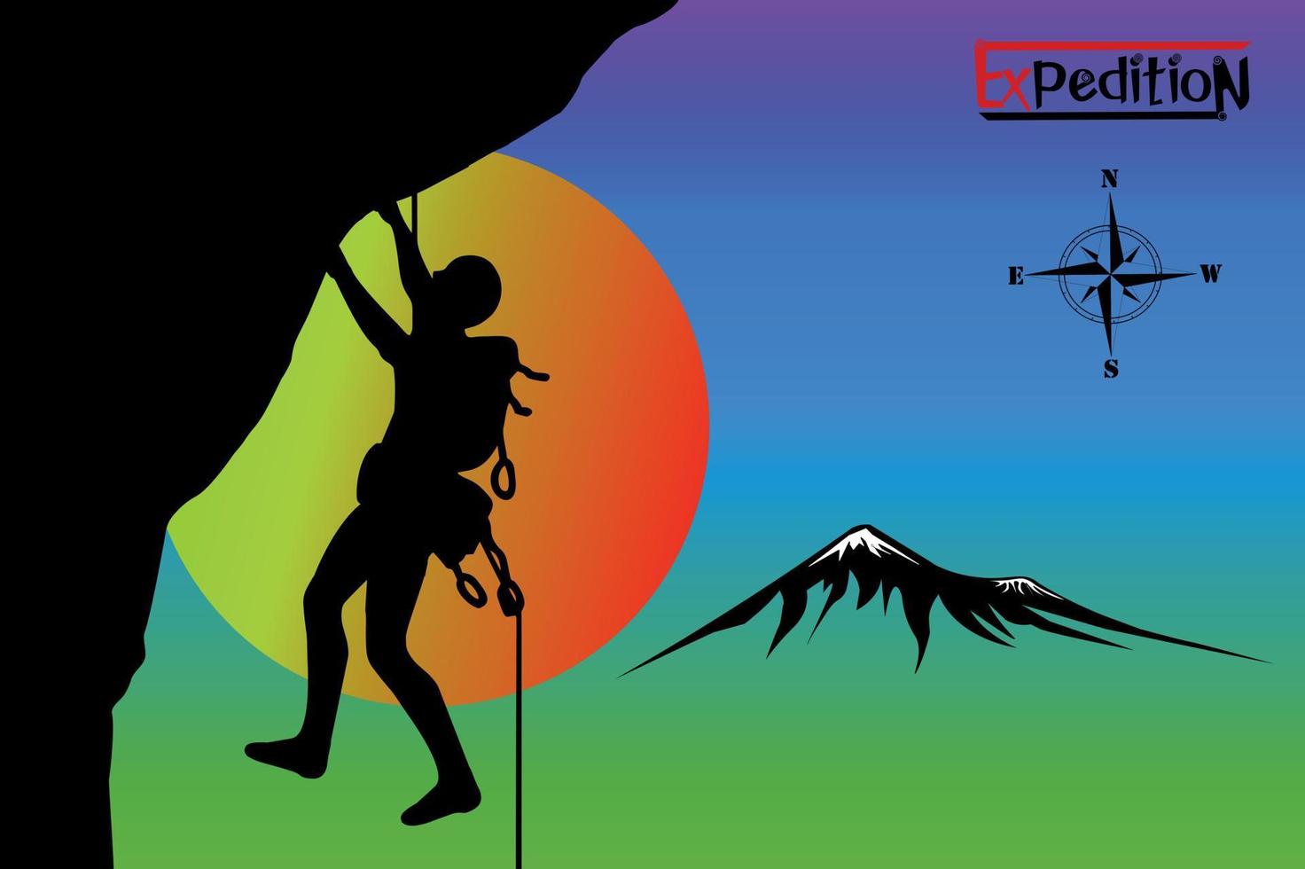 rock climbing vector silhouette flat illustration