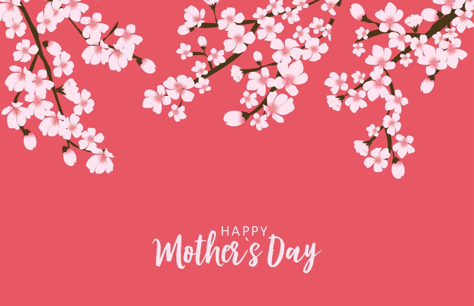 Happy Mother's day greeting card with Sakura flowers background. Vector Illustration