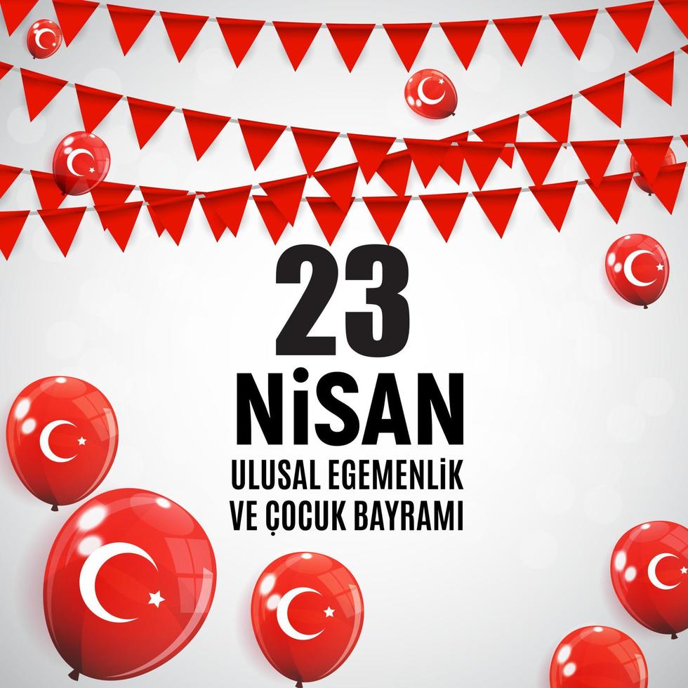 23 April Childrens day Turkish Speak. 23 Nisan Cumhuriyet Bayrami. Vector Illustration