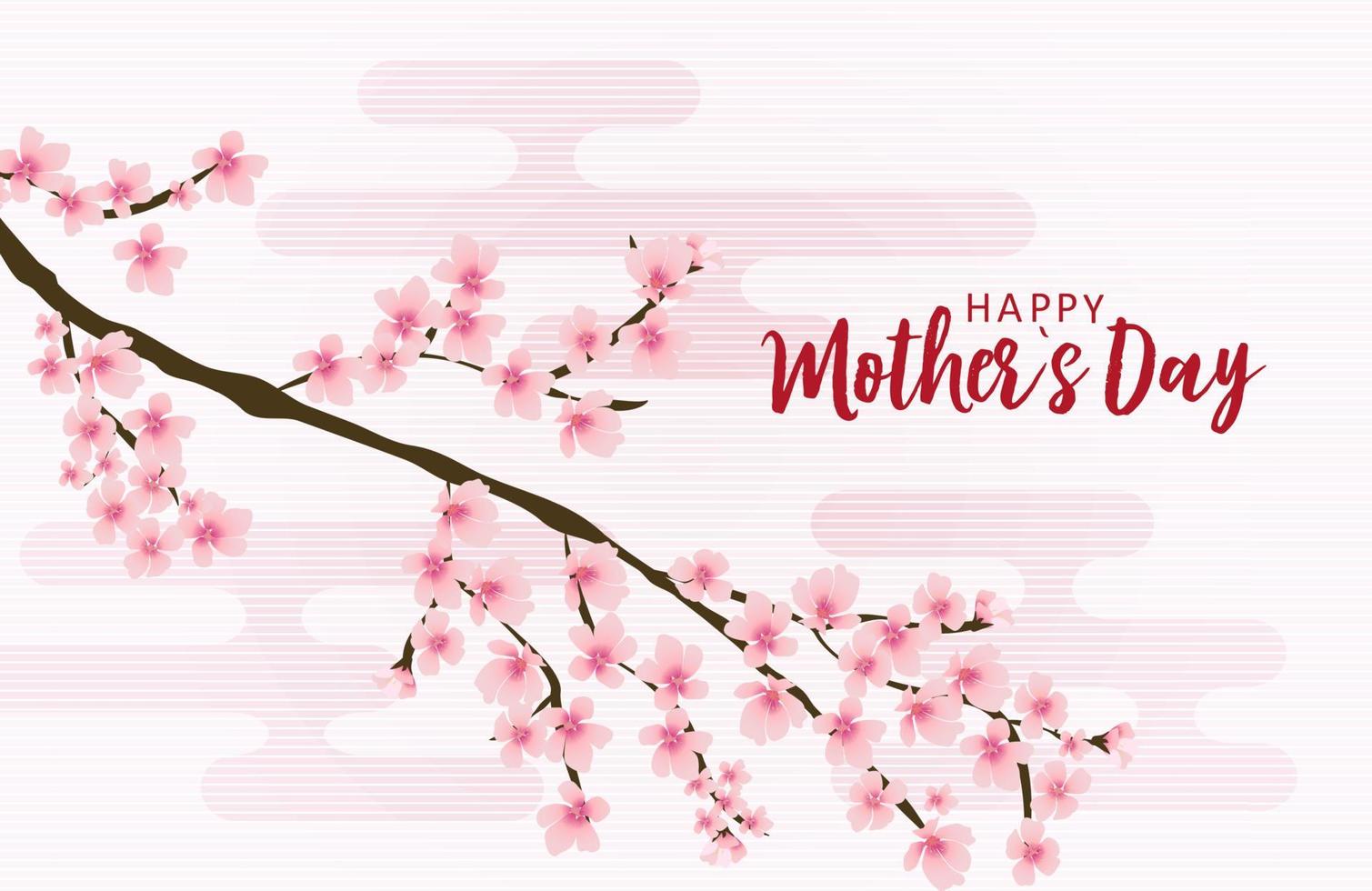 Happy Mother's day greeting card with Sakura flowers background. Vector Illustration