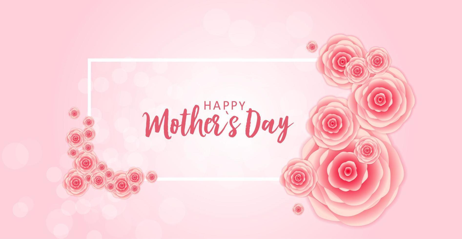Happy Mother's day greeting card with Paper Origami Flowers background. Vector Illustration