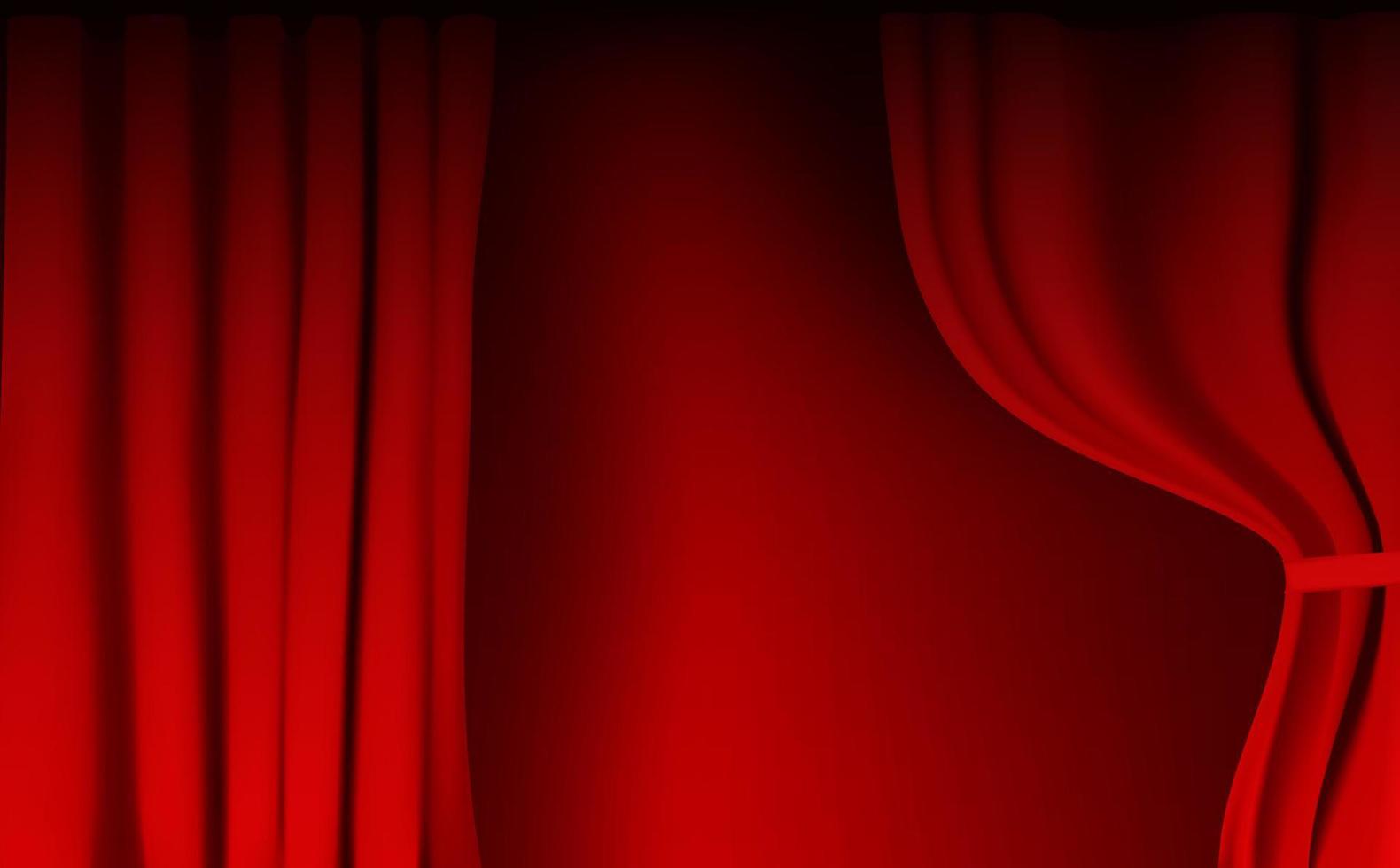 Realistic colorful red velvet curtain folded. Option curtain at home in the cinema. Vector Illustration.