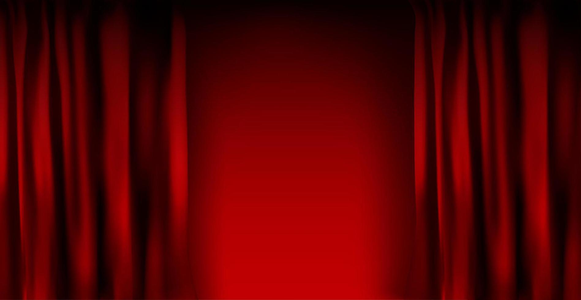 cortina de terciopelo rojo colorido realista doblada. Opción cortina a domicilio en el cine. ilustración vectorial. vector