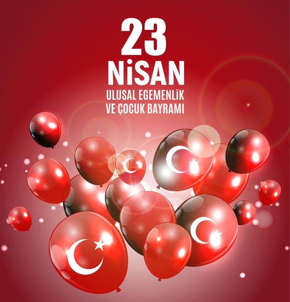 23 April Childrens day Turkish Speak 23 Nisan Cumhuriyet Bayrami. Vector Illustration