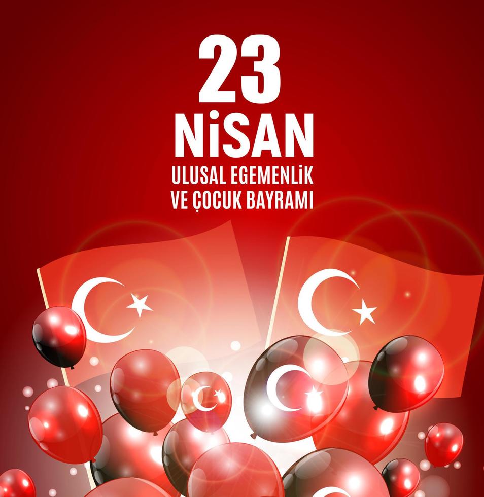 23 April Childrens day Turkish Speak 23 Nisan Cumhuriyet Bayrami. Vector Illustration