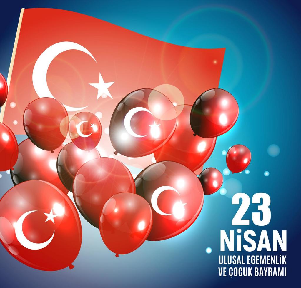 23 April Childrens day Turkish Speak 23 Nisan Cumhuriyet Bayrami. Vector Illustration