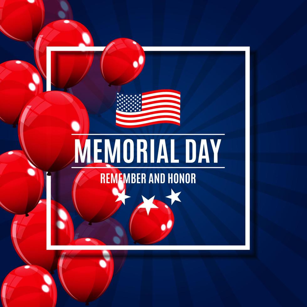 Memorial Day Background Template Vector Illustration