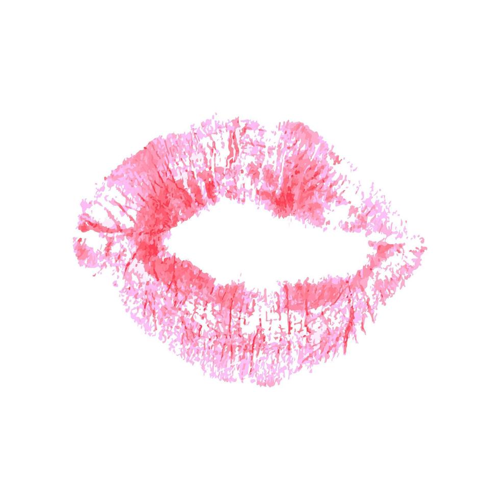 Naturalistic Lips Painted with red lipstick. Vector Illustration. EPS10