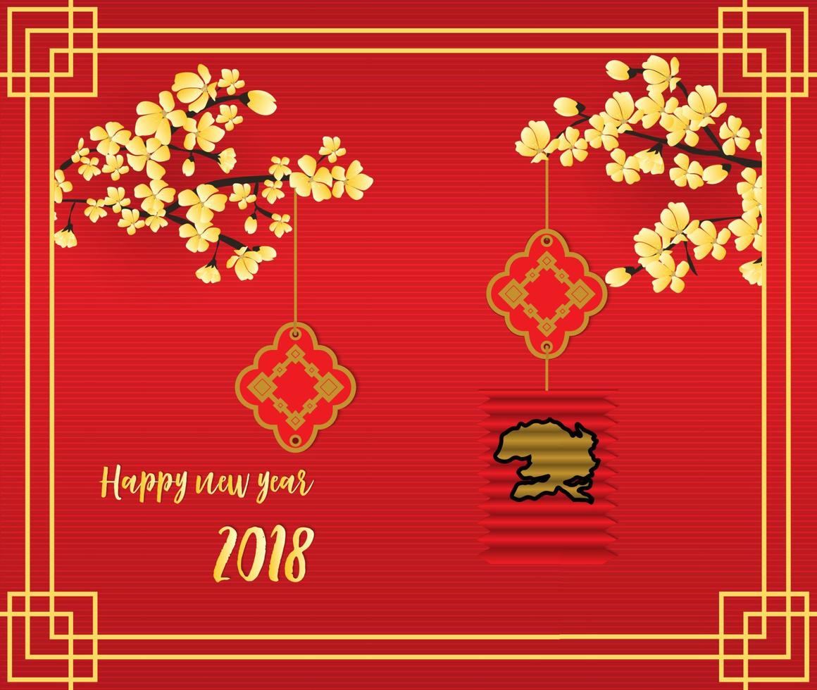 Postcard celebrating the Chinese New Year. Vector Illustration.