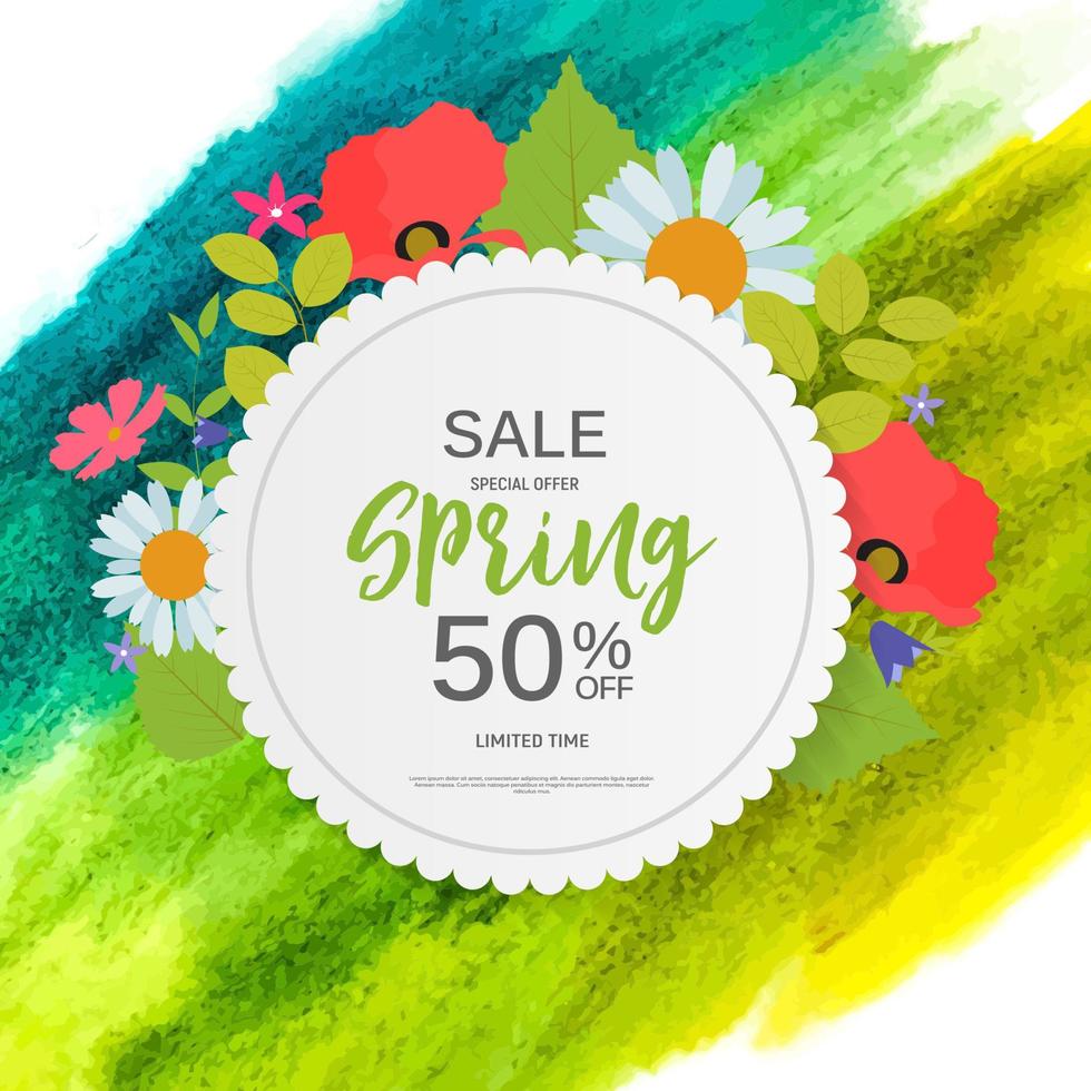 Abstract Design Spring Sale Banner Template. Vector Illustration