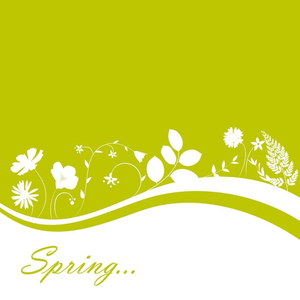 Abstract Natural Spring Background with Flowers and Leaves. Vect vector