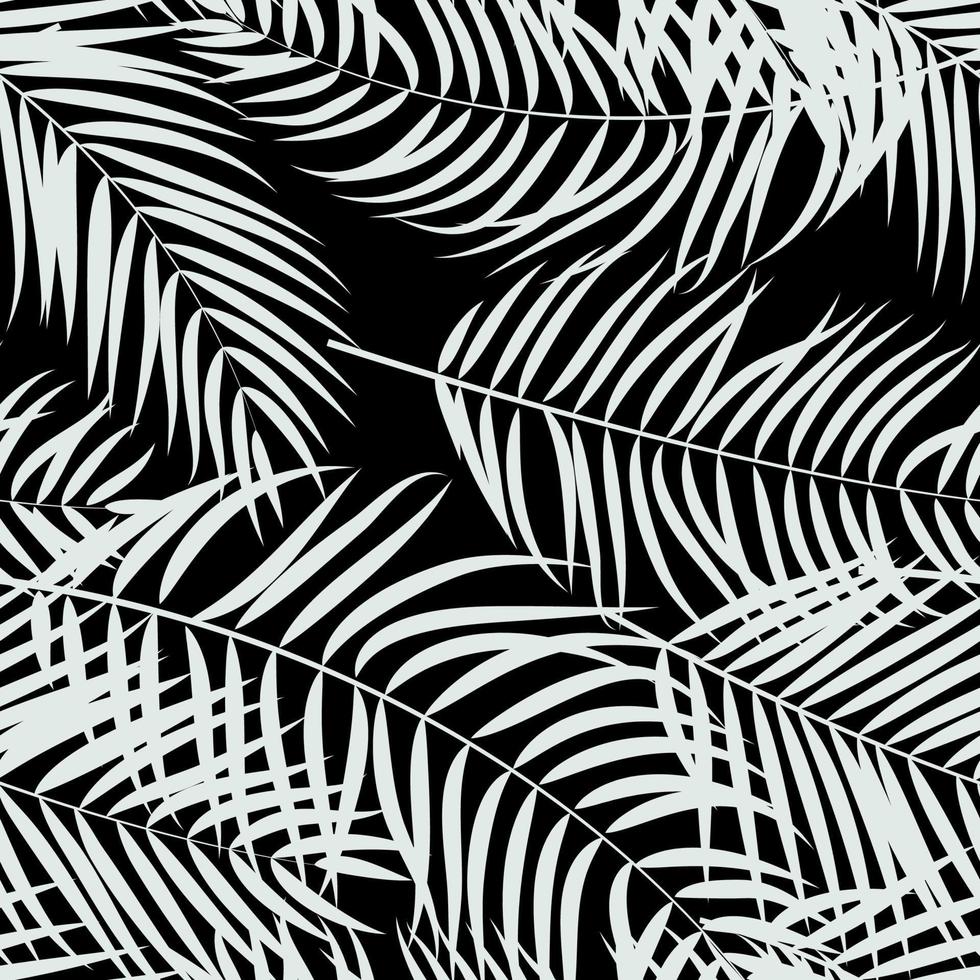 Beautifil Palm Tree Leaf Silhouette Seamless Pattern Background Vector Illustration