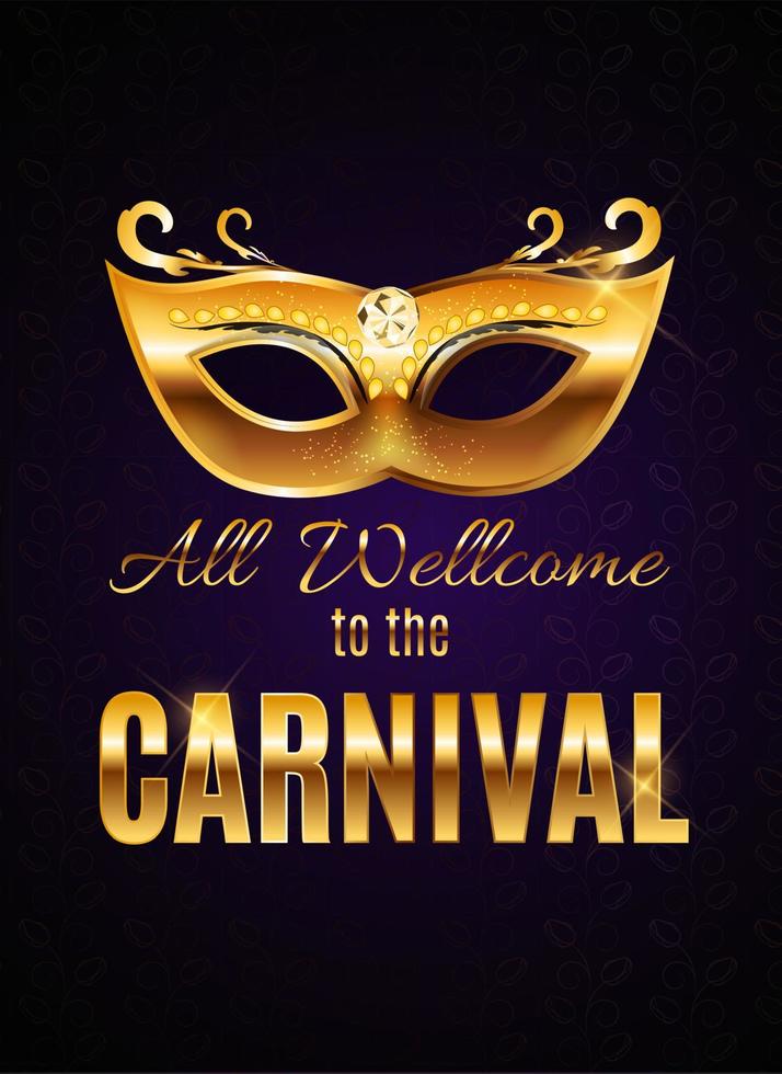 Carnival Party Mask Holiday Poster Background. Vector Illustration