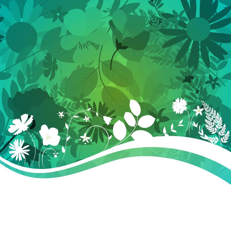 Abstract Natural Spring Background with Flowers and Leaves. vector