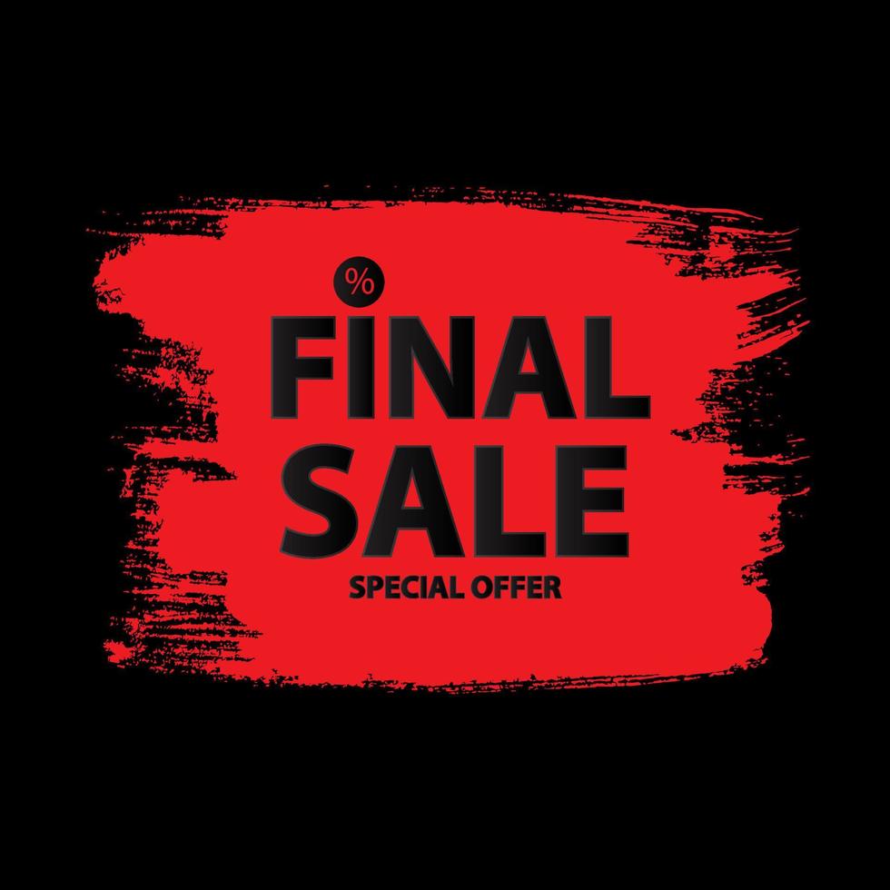 Abstract Brush Stroke Designs Final Sale Banner in Black, Pink and White Texture with Frame. Vector Illustration