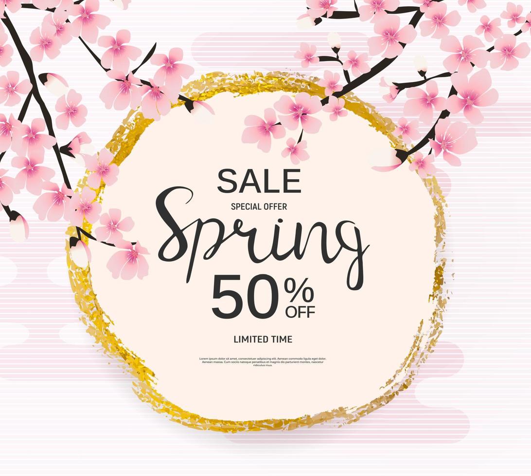 Abstract Design Spring Sale Banner Template. Vector Illustration