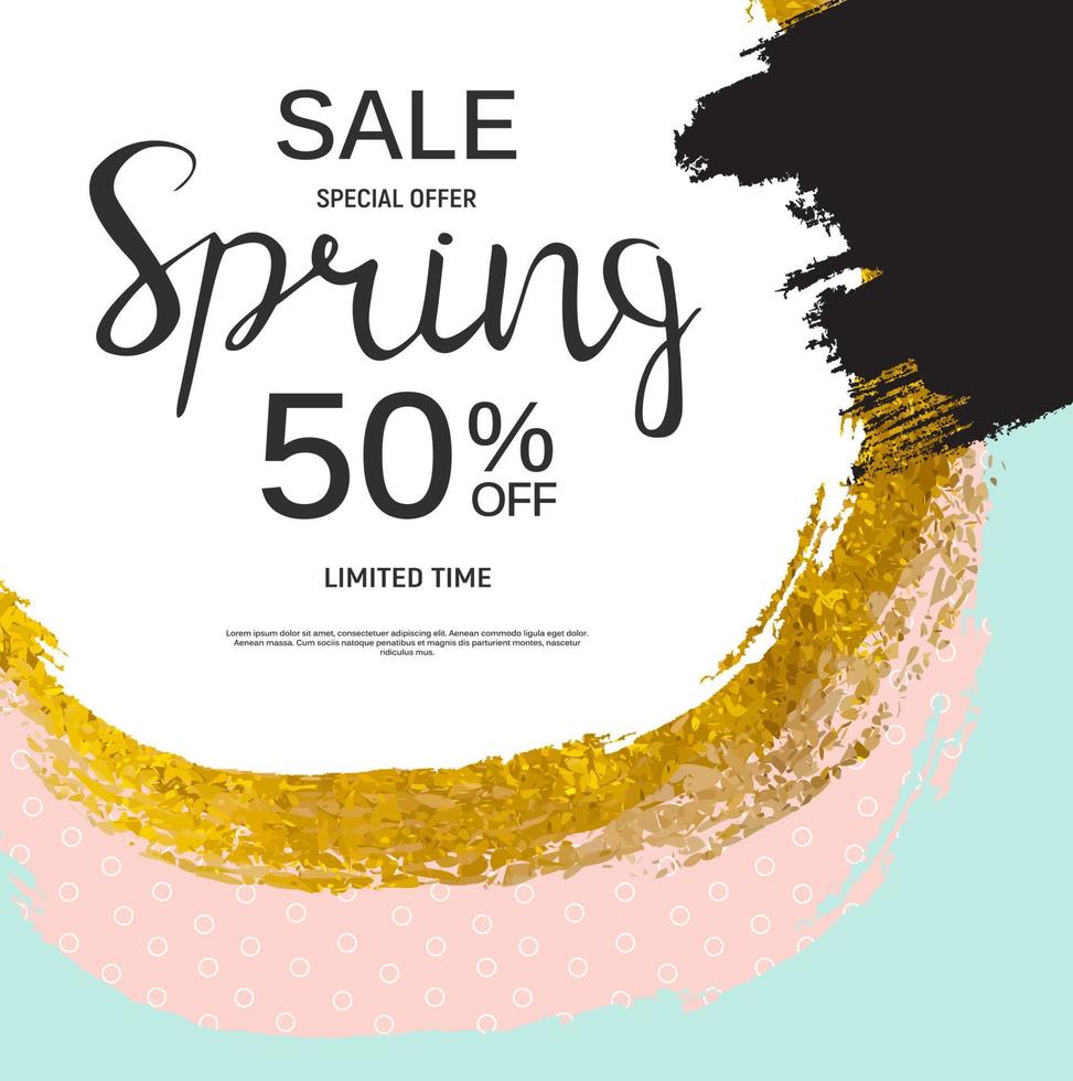 Abstract Design Spring Sale Banner Template. Vector Illustration