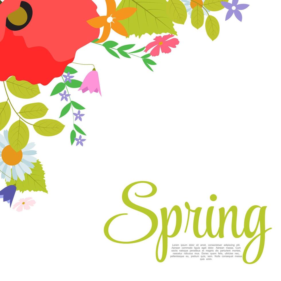 Abstract Natural Spring Background with Flowers and Leaves. Vect vector