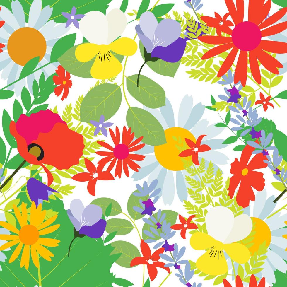 Abstract Natural Spring Seamless Pattern Background with Flowers vector
