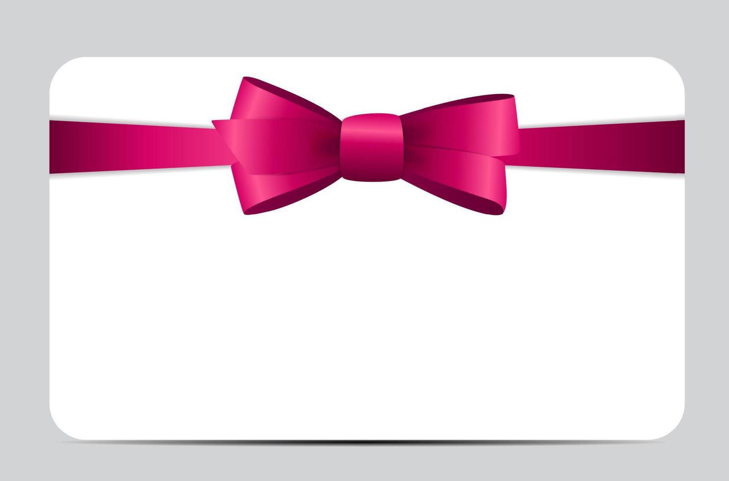 Gift Card with Pink Ribbon and Bow. Vector illustration