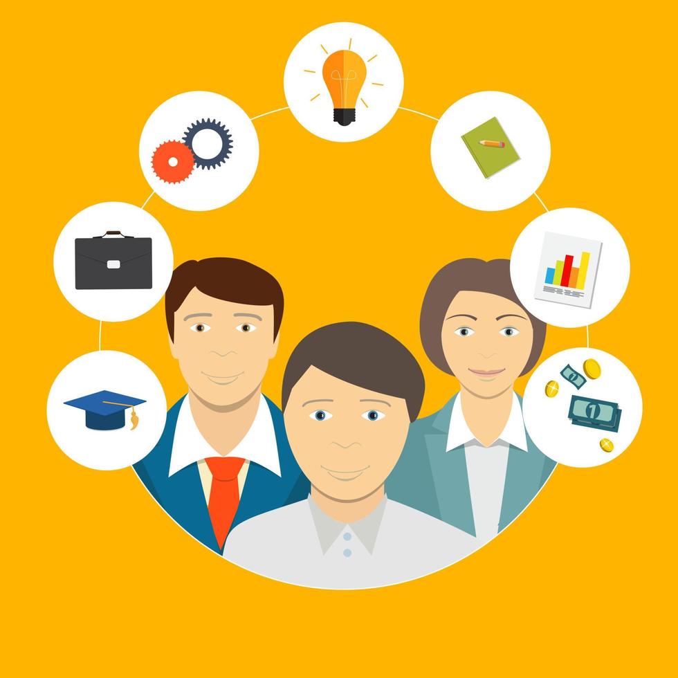 Helping an Individual Person, Student, Business Concept vector