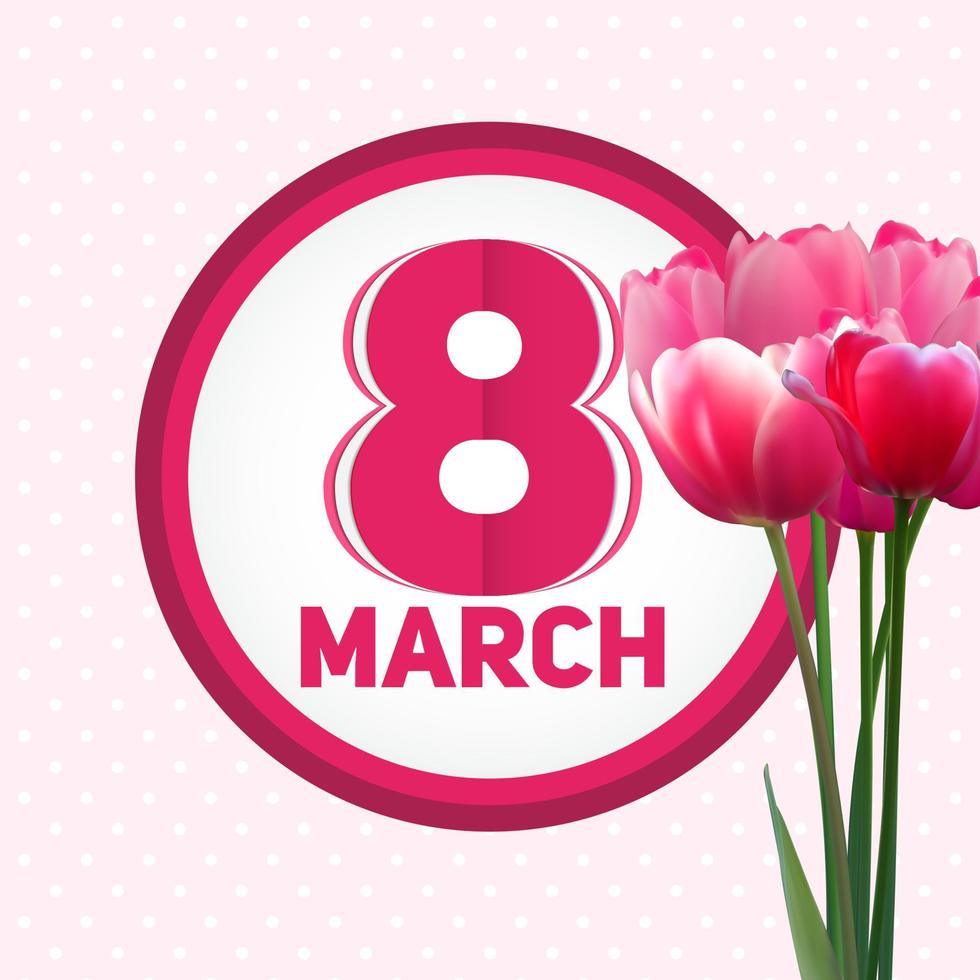 Womens Day Greeting Card 8 March Vector Illustration