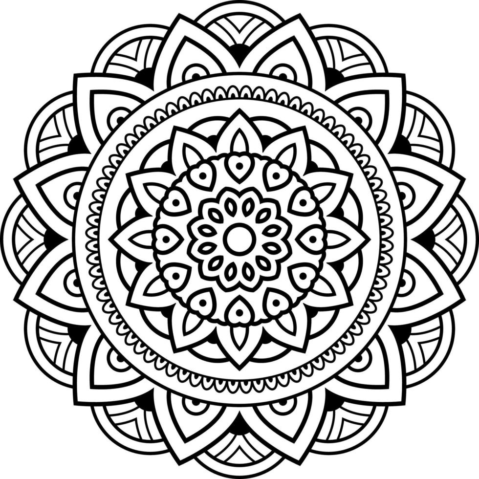 Mandala for Henna, Mehndi, tattoo, card, print, cover, banner, poster, brochure, decoration in ethnic oriental style for coloring book page vector