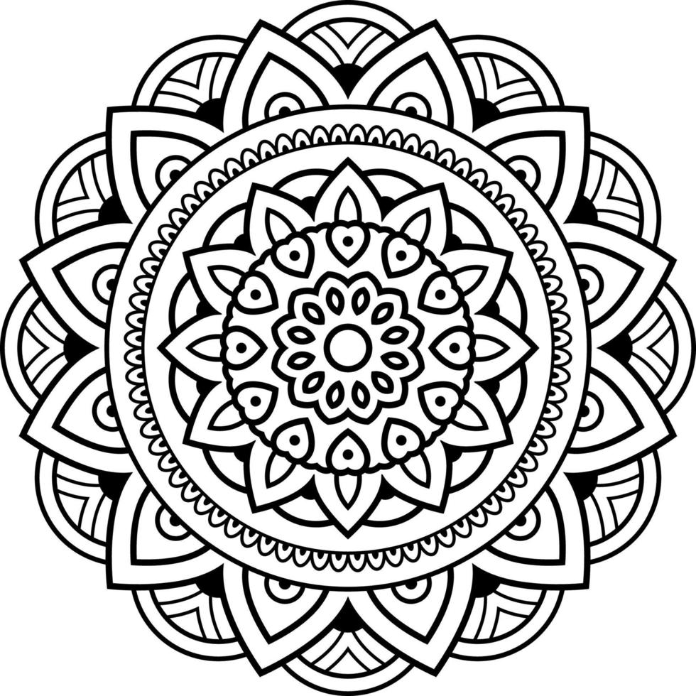 Mandala for Henna, Mehndi, tattoo, card, print, cover, banner, poster, brochure, decoration in ethnic oriental style for coloring book page vector