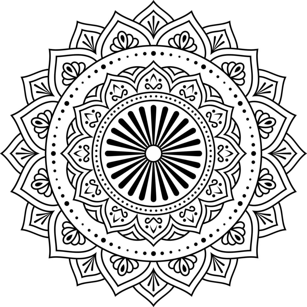 mandala ornamental de patrón circular para henna, mehndi, tatuaje, diseño de banner de Ramadán, tarjeta de visita, tarjeta de felicitación, póster, decoración. adorno decorativo en estilo étnico oriental vector