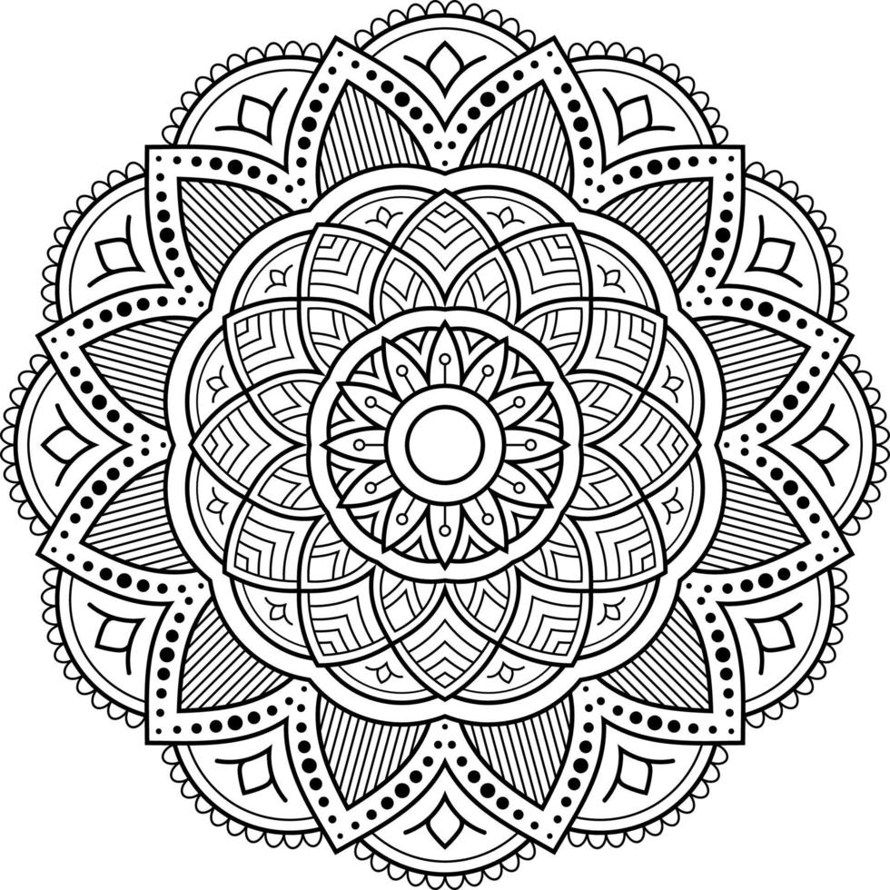 Mandala Coloring page vector illustration isolated on white background, abstract pattern, decoration for interior design, ethnic oriental circular decorative ornament