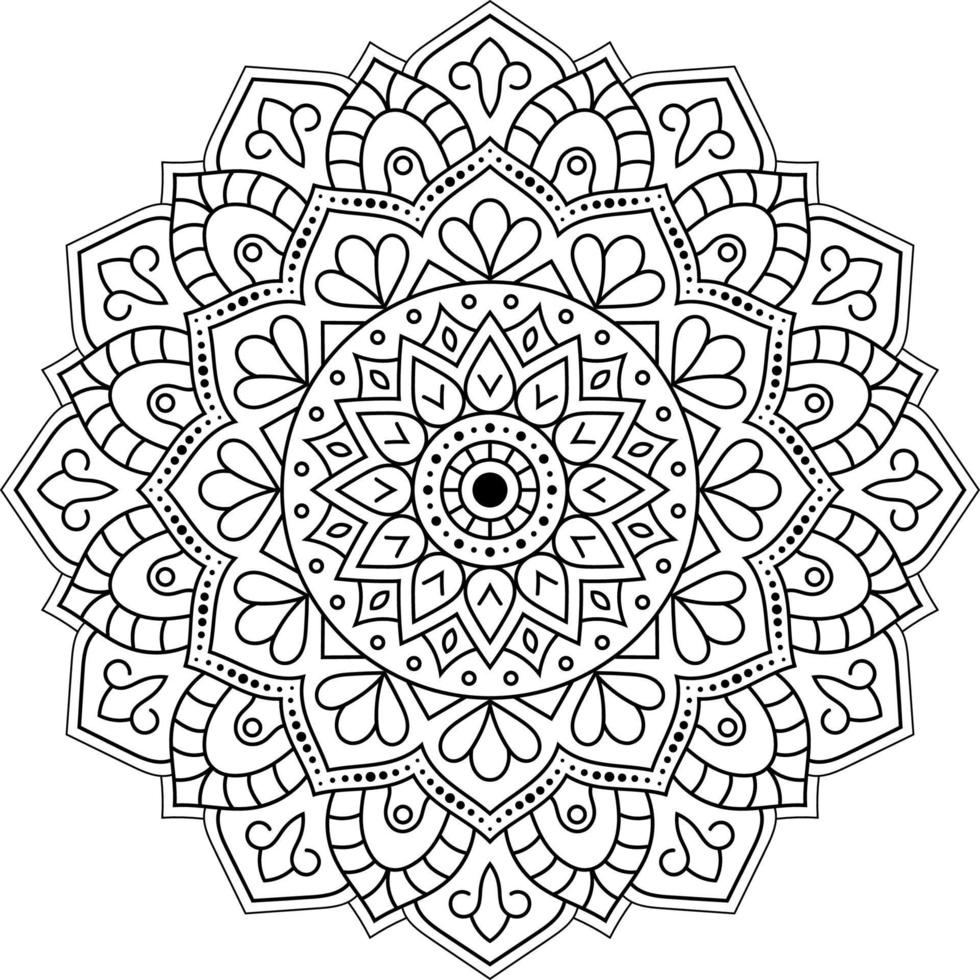 Mandala Coloring page vector illustration isolated on white background, abstract pattern, decoration for interior design, ethnic oriental circular ornament