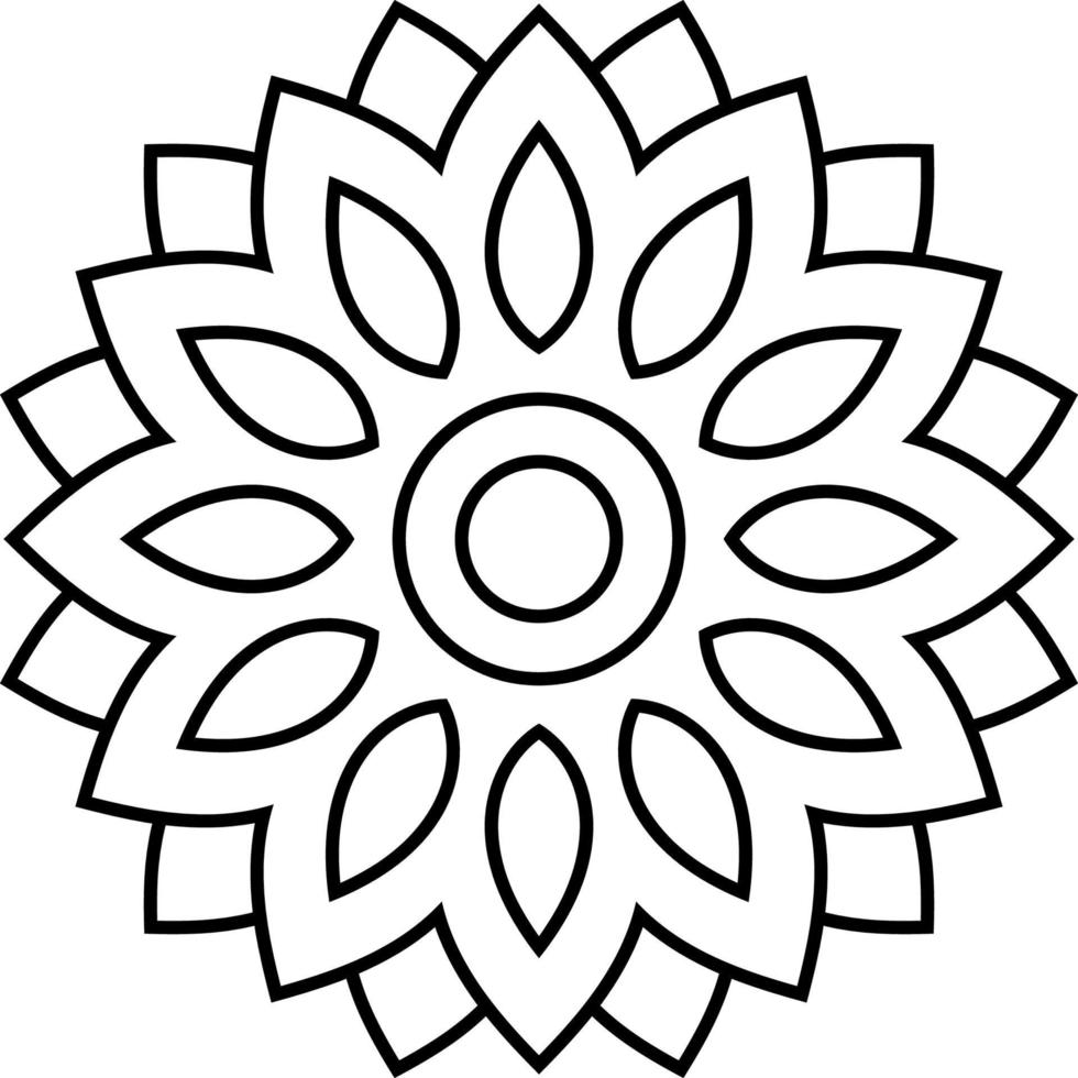 Simple mandala, floral black and white mandala for coloring book pages. mandalas for relaxation, meditation vector
