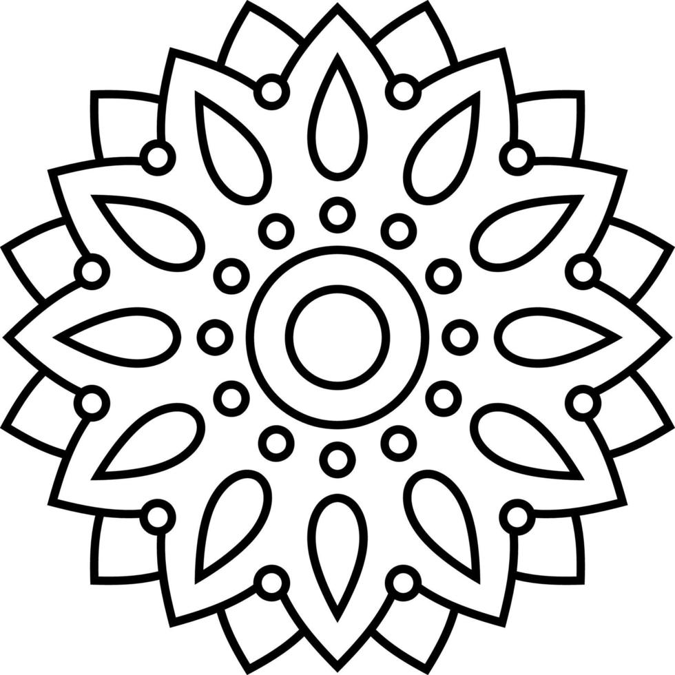 Simple symbol Mandala, Floral circular pattern, geometric icon, Modern style, Shape for Coloring. vector