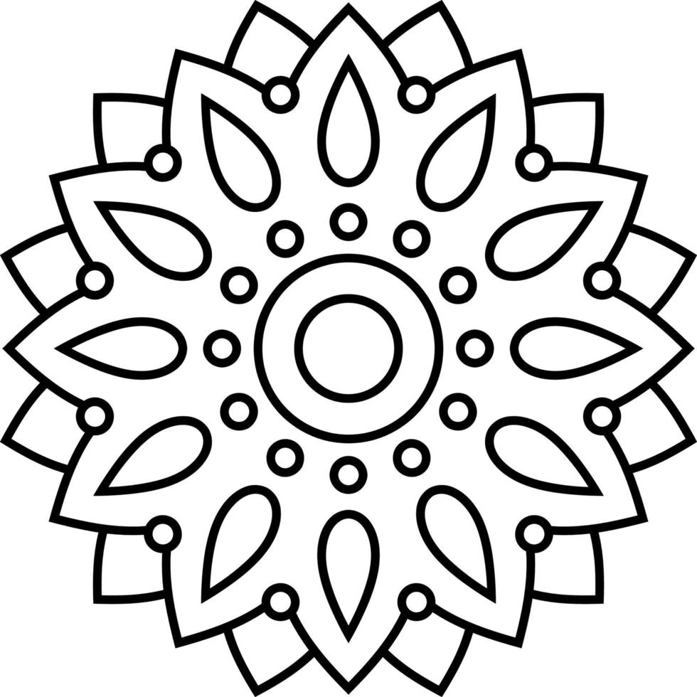 Mandala de símbolo simple, patrón circular floral, icono geométrico, estilo moderno, forma para colorear. vector