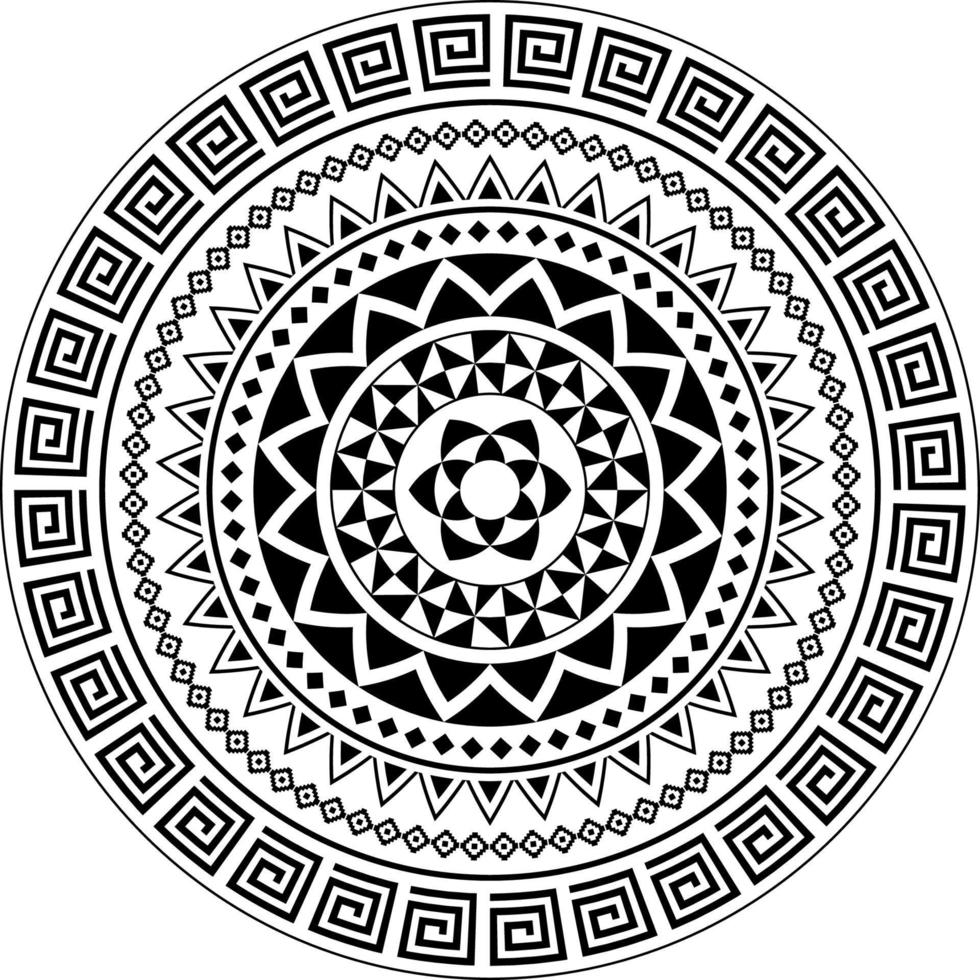 Tribal Mandala, Abstract Circular Tribal Polynesian mandala, vector ornament for wall art design