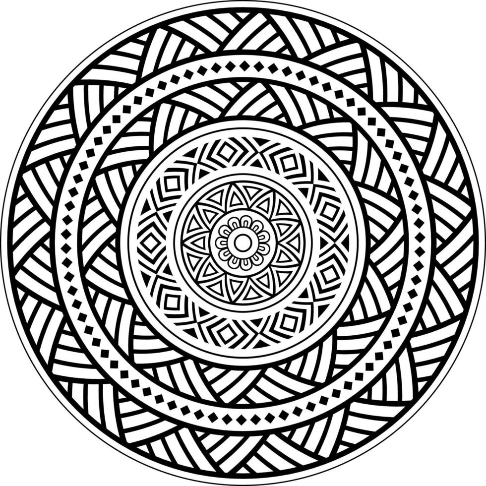 Tribal Polynesian mandala design, geometric Hawaiian tattoo style