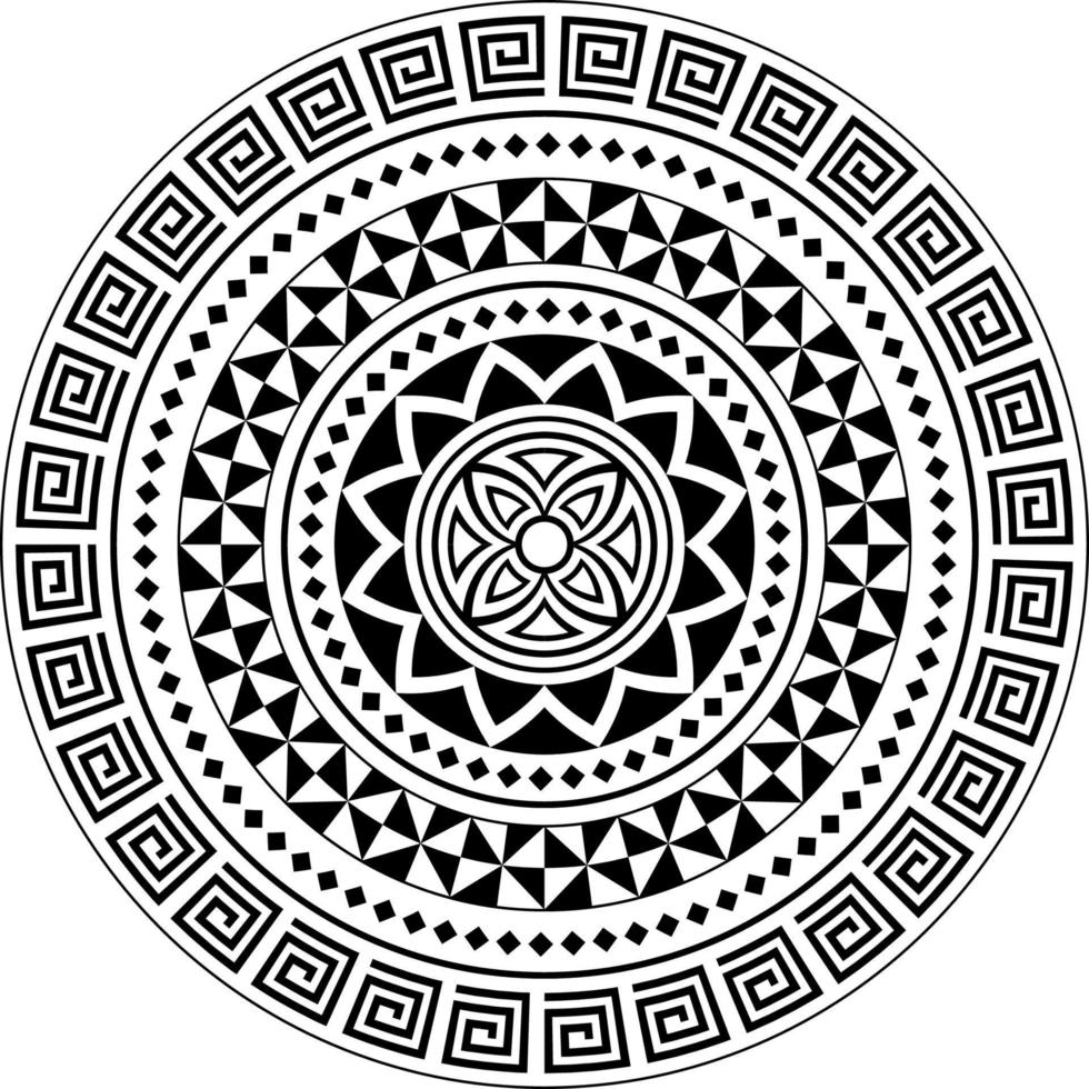 mandala del círculo del estilo del tatuaje hawaiano polinesio, diseño del vector, estilo maorí del sol vector