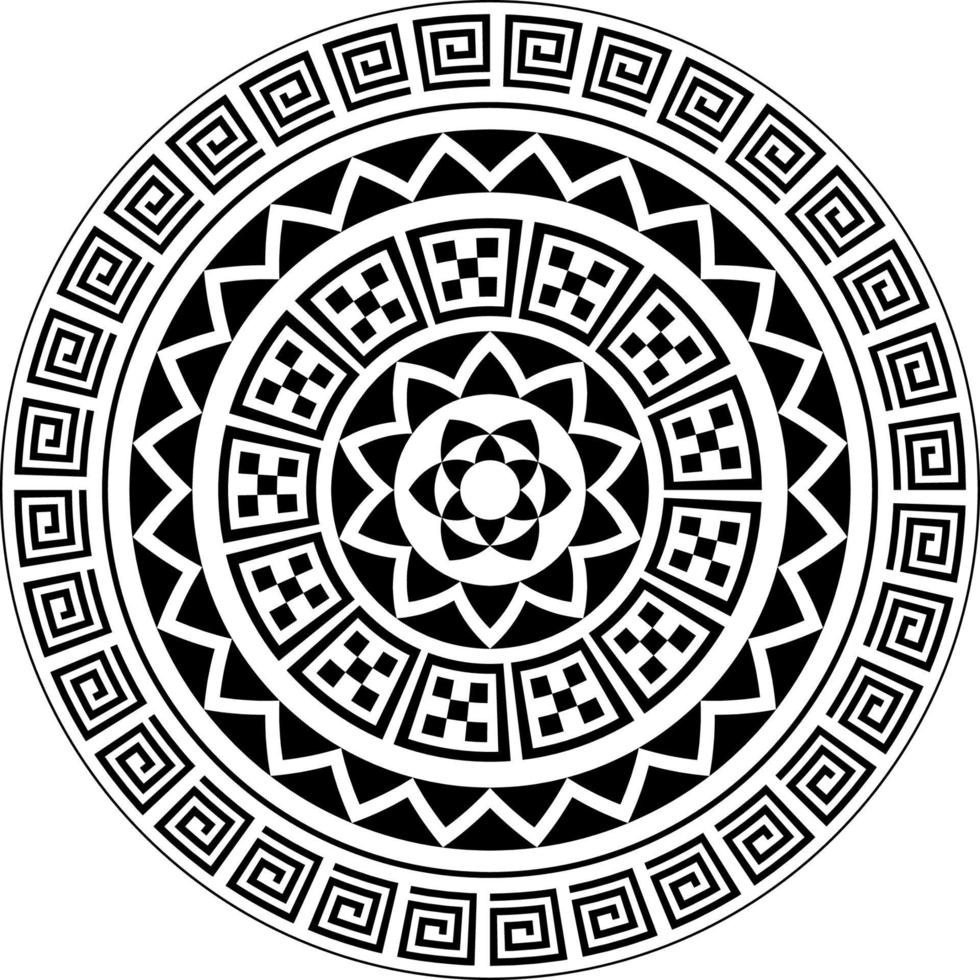 Tribal Mandala vector, Abstract Circular Tribal Polynesian mandala, Geometric Polynesian Hawaiian style vector ornament