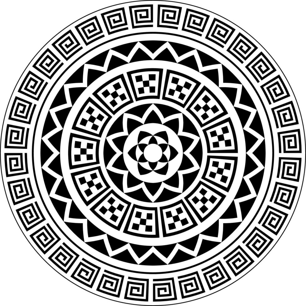 vector de mandala tribal, mandala polinesio tribal circular abstracto, ornamento de vector de estilo hawaiano polinesio geométrico